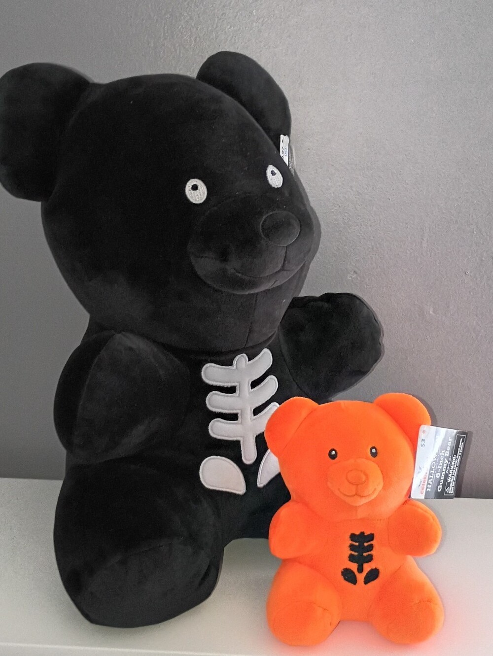 2- Large Black & Small Orange Gummy Bear Halloween Plush Stuffed Animals